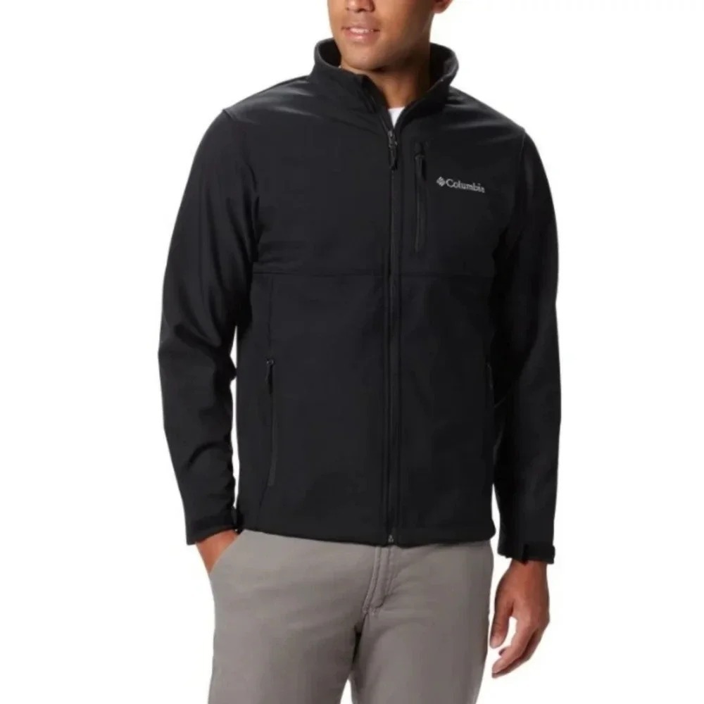 Columbia Ascender Softshell Jacket Mens Small Black NWT Water Resistant WM6044
